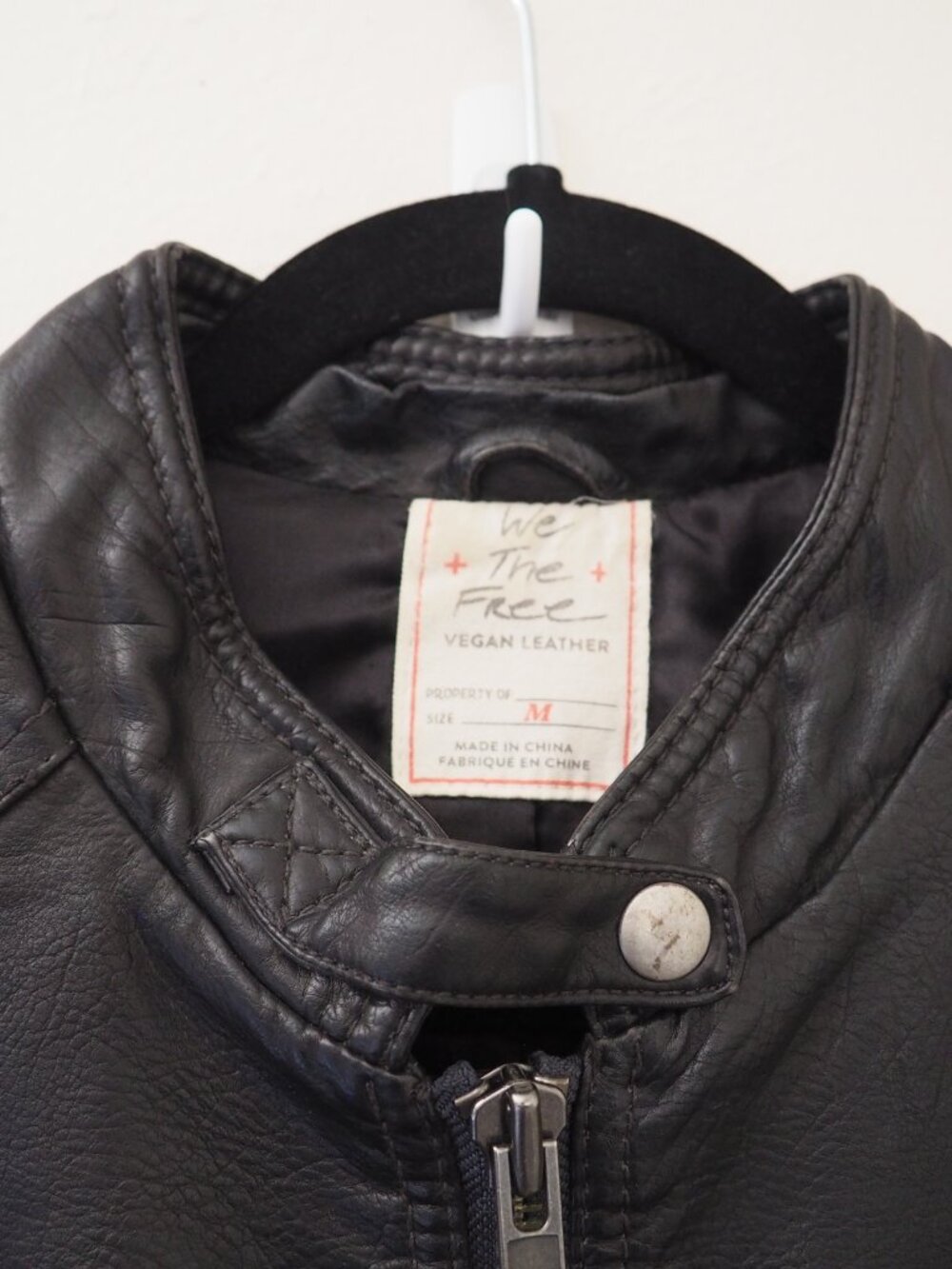 We The Free People Black Vegan Leather Monroe Moto Jacket sz M - Picture 6 of 10